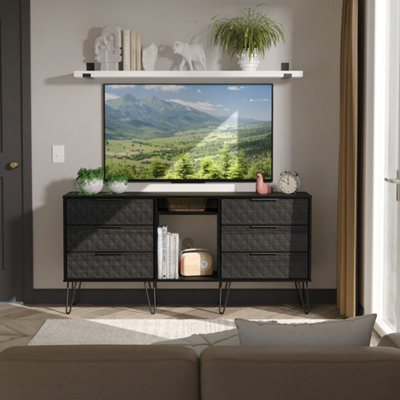 Ready Assembled U Unisex Black Islay 6 Drawer Sideboard (Ready Assembled) In Size 2 - Image 3