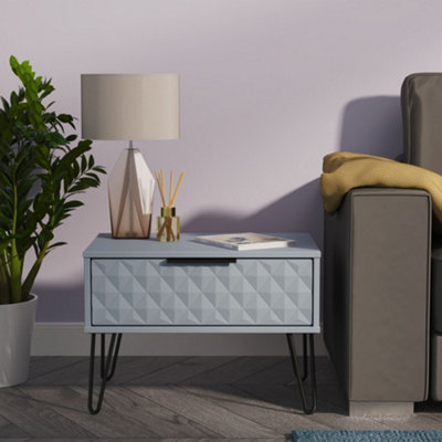 Ready Assembled U Unisex Light Blue Islay 1 Drawer Wide Side Table (Ready Assembled) In Size 2 - Image 4