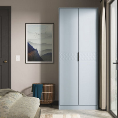 Anzio Ready Assembled Modern Matt Denim Blue Tall Double Wardrobe (H)1956mm (W)766mm (D)530mm from B&Q