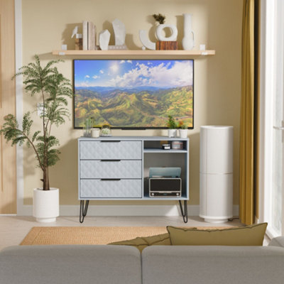 Welcome Furniture Harlequin 3 Drawer TV Unit - Media Console - Blue - Image 4