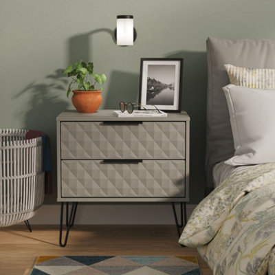 Ready Assembled 2 U Unisex Dark Grey Islay 2 Drawer Side Table (Ready Assembled) In | : Small - Image 5