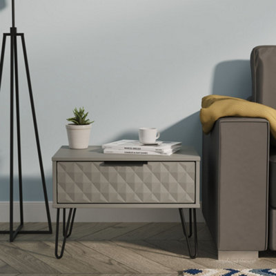 Harlequin 1 Drawer Wide Side Table in Dusk Grey - Ready Assembled - Lewis's Home  | TJ Hughes - Image 4