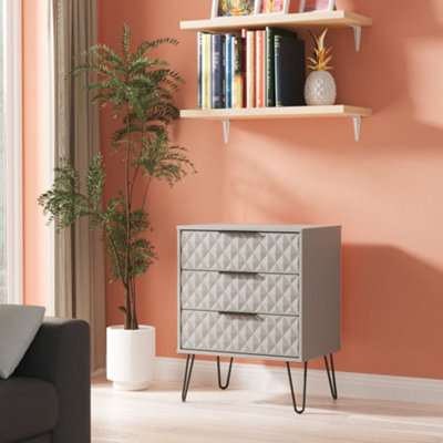  - Anzio Matt Dusk Grey 3 Drawer Chest (H)737mm (W)575mm (D)395mm