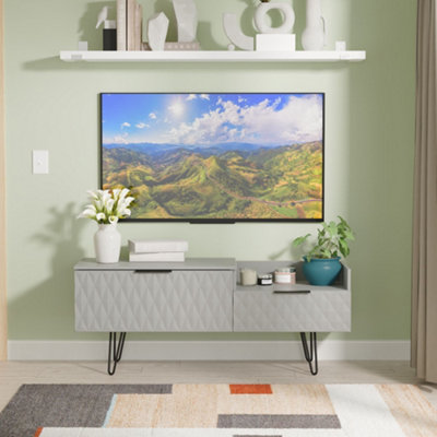 Welcome Furniture Harlequin 2 Drawer Console Table Grey Metal - Image 4