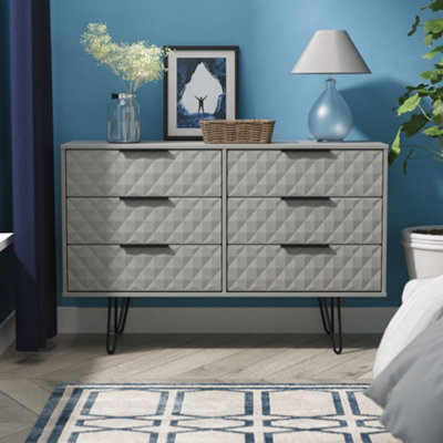 Anzio Matt Dusk Grey 6 Drawer Chest (H)737mm (W)1130mm (D)395mm from B&Q