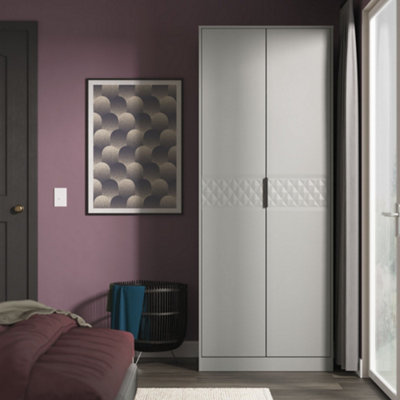 Anzio Ready Assembled Modern Matt Dusk Grey Tall Double Wardrobe (H)1956mm (W)766mm (D)530mm from B&Q