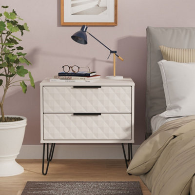 - Anzio Matt Kashmir 2 Drawer Non-Extendable Bedside Table (H)574mm (W)575mm (D)395mm