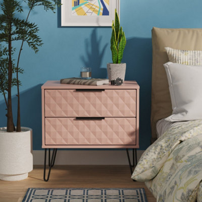 Harlequin 2 Drawer Side Table in Kobe Pink - Ready Assembled - Lewis's Home  | TJ Hughes - Image 4