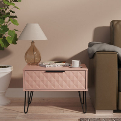 Harlequin 1 Drawer Wide Side Table in Kobe Pink - Ready Assembled - Lewis's Home  | TJ Hughes - Image 4