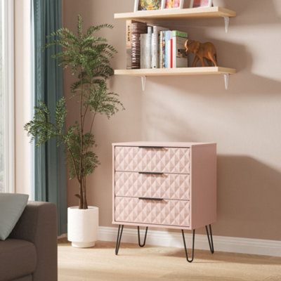 Anzio Matt Kobe Pink No Effect 3 Drawer Chest (H)737mm (W)575mm (D)395mm from B&Q