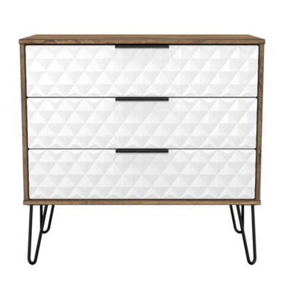  - Anzio Matt Vintage Oak Effect 3 Drawer Chest (H)737mm (W)765mm (D)395mm