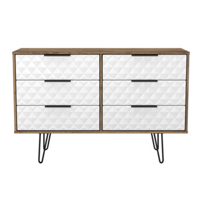 Anzio Matt Vintage Oak Effect 6 Drawer Chest (H)737mm (W)1130mm (D)395mm from B&Q