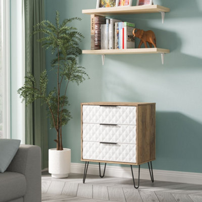 Anzio Matt Vintage Oak Effect 3 Drawer Chest (H)737mm (W)575mm (D)395mm from B&Q