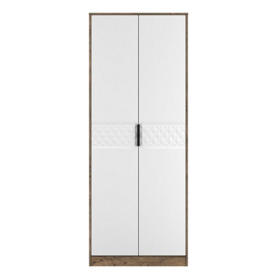 Welcome Furniture Tall Double Wardrobe - Oak - White - Size 10 - Image 4