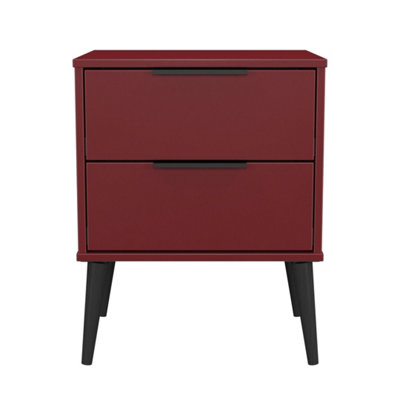 Ready Assembled U Unisex Dark Red Fuji Drawer Bedside Cabinet (Ready Assembled) In Size 2 - Image 3