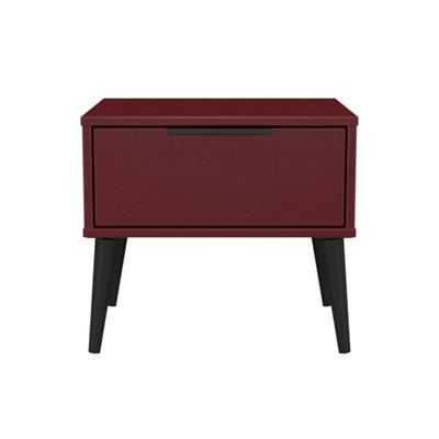 Ready Assembled U Unisex Dark Red Fuji 1 Drawer Bedside (Ready Assembled) In Size 2 - Image 3