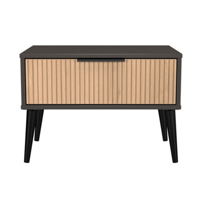 Welcome Furniture Bedside Table 1 Drawer Grey Metal - Image 5