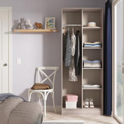 Marsala Ready Assembled Grey Oak Effect Tall Open Wardrobe (H)1956mm (W)766mm (D)530mm from B&Q