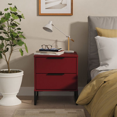 Marsala Ready Assembled Matt Red 2 Drawer Bedside Chest (H)515mm (W)450mm (D)395mm from B&Q