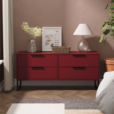 Marsala Ready Assembled Matt Red 4 Drawer Chest (H)515mm (W)1130mm (D)395mm from B&Q