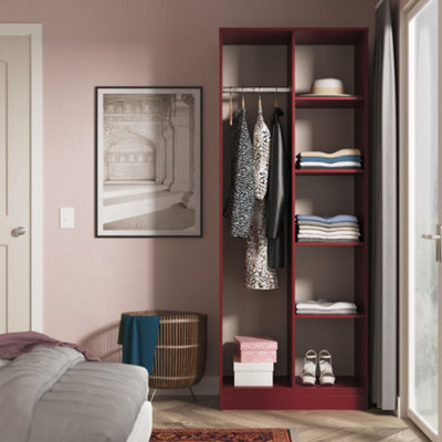 Marsala Ready Assembled Matt Red Tall Open Wardrobe (H)1956mm (W)766mm (D)530mm from B&Q