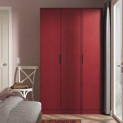  - Marsala Ready Assembled Matt Red Tall Triple Wardrobe (H)1956mm (W)1165mm (D)530mm