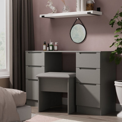 Messina Matt Dusk Grey 6 Drawer Non-Extendable Desk (H)785mm (W)1254mm (D)386mm from B&Q