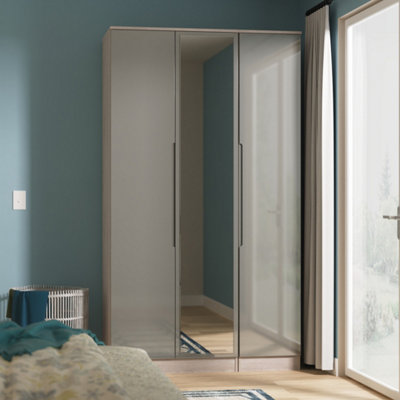 Ready Assembled U Unisex Grey Lucca Tall Triple Mirror Wardrobe (Ready Assembled) In Size 2 - Image 7