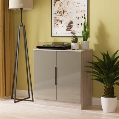 Crowndale - Cabinet - Grey Gloss & Grey Oak - Oak - Image 5