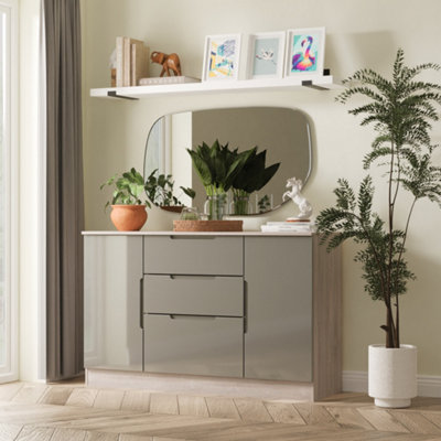 Crowndale Sideboard - Grey Gloss & Grey Oak - Oak - Image 5