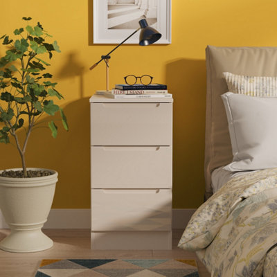 Ready Assembled U Unisex Taupe Lucca 3 Drawer Bedside Cabinet (Ready Assembled) In Size 2 - Image 5