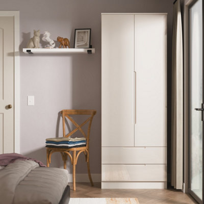 Crowndale Milan Kashmir Gloss And Kashmir 2 Drawer Tall Double Wardrobe Ready Assembled - Image 5