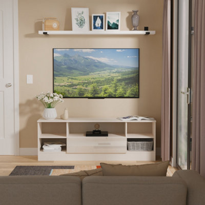 Ready Assembled U Unisex Taupe Lucca Wide 1 Drawer Tv & Media Unit (Ready Assembled) In Size 2 - Image 3
