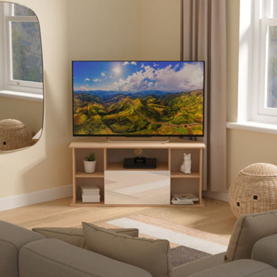 Welcome Furniture - TV Corner Unit - Oak - White - Image 6