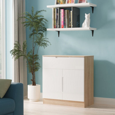 Crowndale - Sideboard - White Gloss & Bardolino Oak - 2 Door - Image 6