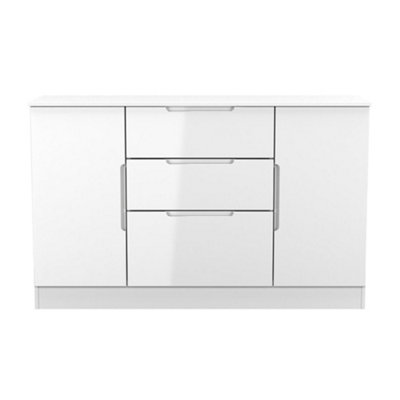  - Messina Ready Assembled Gloss White 3 Drawer Sideboard (H)785mm (W)1254mm (D)400mm