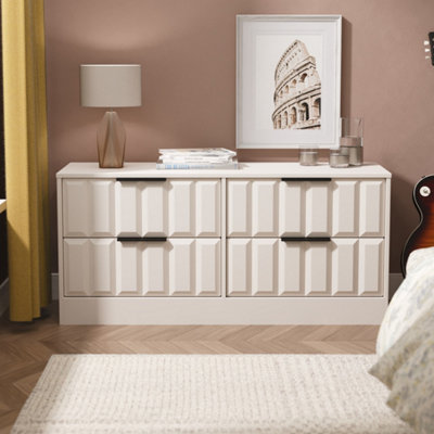 Welcome Furniture Storage Media 4 Drawer Bed Box Cream Metal/Linen - Image 3