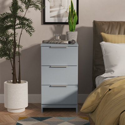 Ready Assembled U Unisex Light Blue Dover 3 Drawer Bedside Cabinet (Ready Assembled) In Size 2 - Image 4