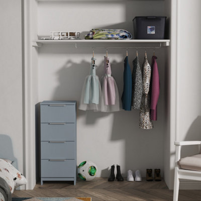 Ready Assembled U Unisex Light Blue Dover 4 Drawer Tall Bedside (Ready Assembled) In Size 2 - Image 4