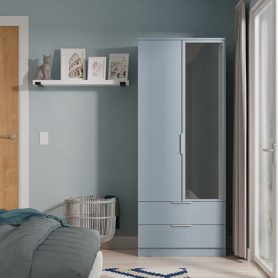 Banfield Blue Plymouth 2 Door 2 Drawer Mirrored Robe - Image 4