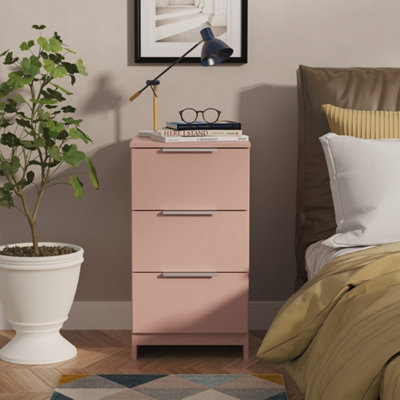 Ready Assembled U Unisex Dusty Pink Dover 3 Drawer Bedside Cabinet (Ready Assembled) In Size 2 - Image 3