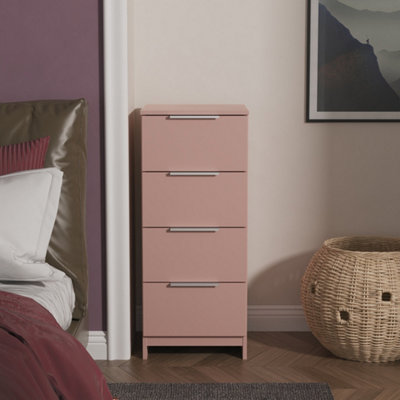 Ready Assembled U Unisex Dusty Pink Dover 4 Drawer Tall Bedside (Ready Assembled) In Size 2 - Image 4