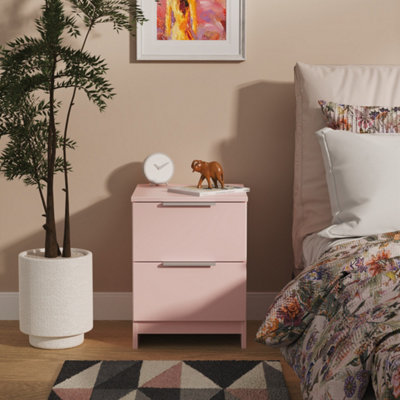 Welcome Furniture - Bedside Cabinet - 2 Drawer - Pink - Metal - Image 4