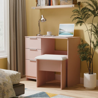 Ready Assembled U Unisex Dusty Pink Dover 3 Drawer Vanity (Ready Assembled) In Size 2 - Image 3