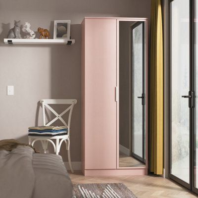 Ready Assembled U Unisex Dusty Pink Dover Door Mirrored Wardrobe (Ready Assembled) In Size 2 - Image 3