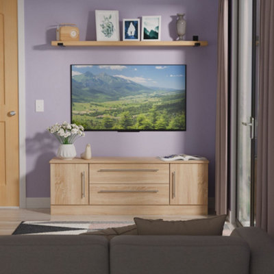  - Bergamo Ready Assembled Bardolino Oak Effect Tv Unit With 2 Drawers(H)49.8Cm X (W)146Cm X (D)40Cm