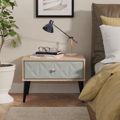 Welcome Furniture Oak Bedside Table - Blue - 1 Drawer - Image 3