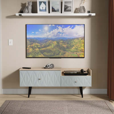Welcome Furniture Pixel 2 Drawer Media Unit Oak Blue - Image 3