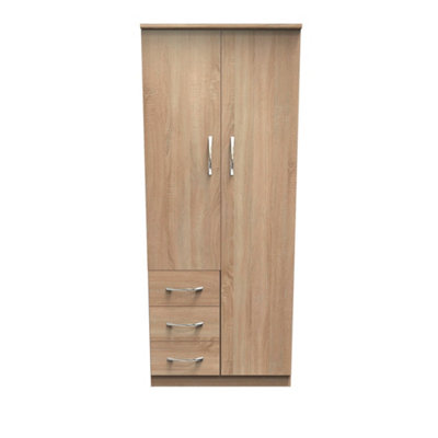 Hampshire 3 Drawer Combi Wardrobe With Mirror In Bardolino Oak (Ready Assembled) from B&Q