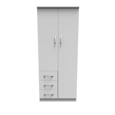 Hampshire 3 Drawer Combi Wardrobe With Mirror In White Matt (Ready Assembled) from B&Q
